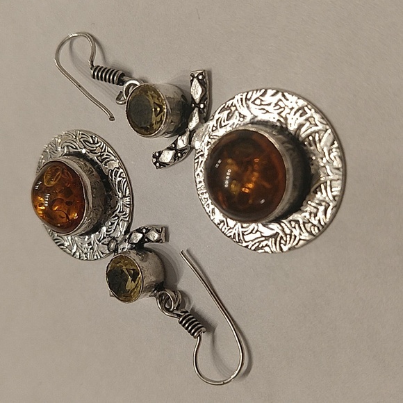 Amber and citrine earrings - Picture 1 of 4